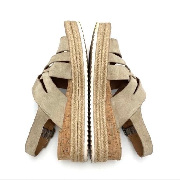 TRASK Randi Suede Strap Platform Sandal Beige Taupe Oiled Suede Size 9 36-1722 - Picture 7 of 10